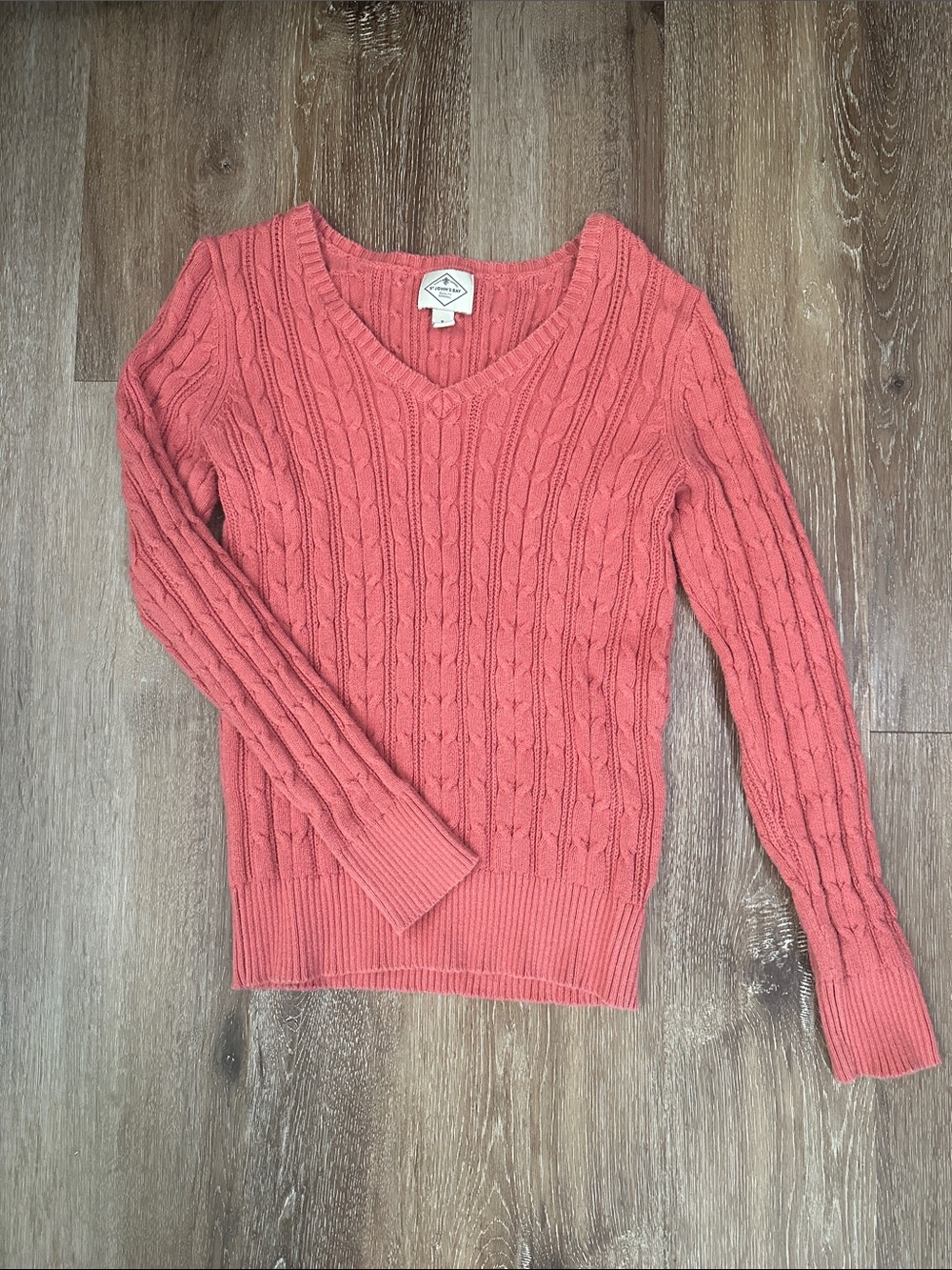 St. John's Bay Coral Cable Knit V-Neck Sweater